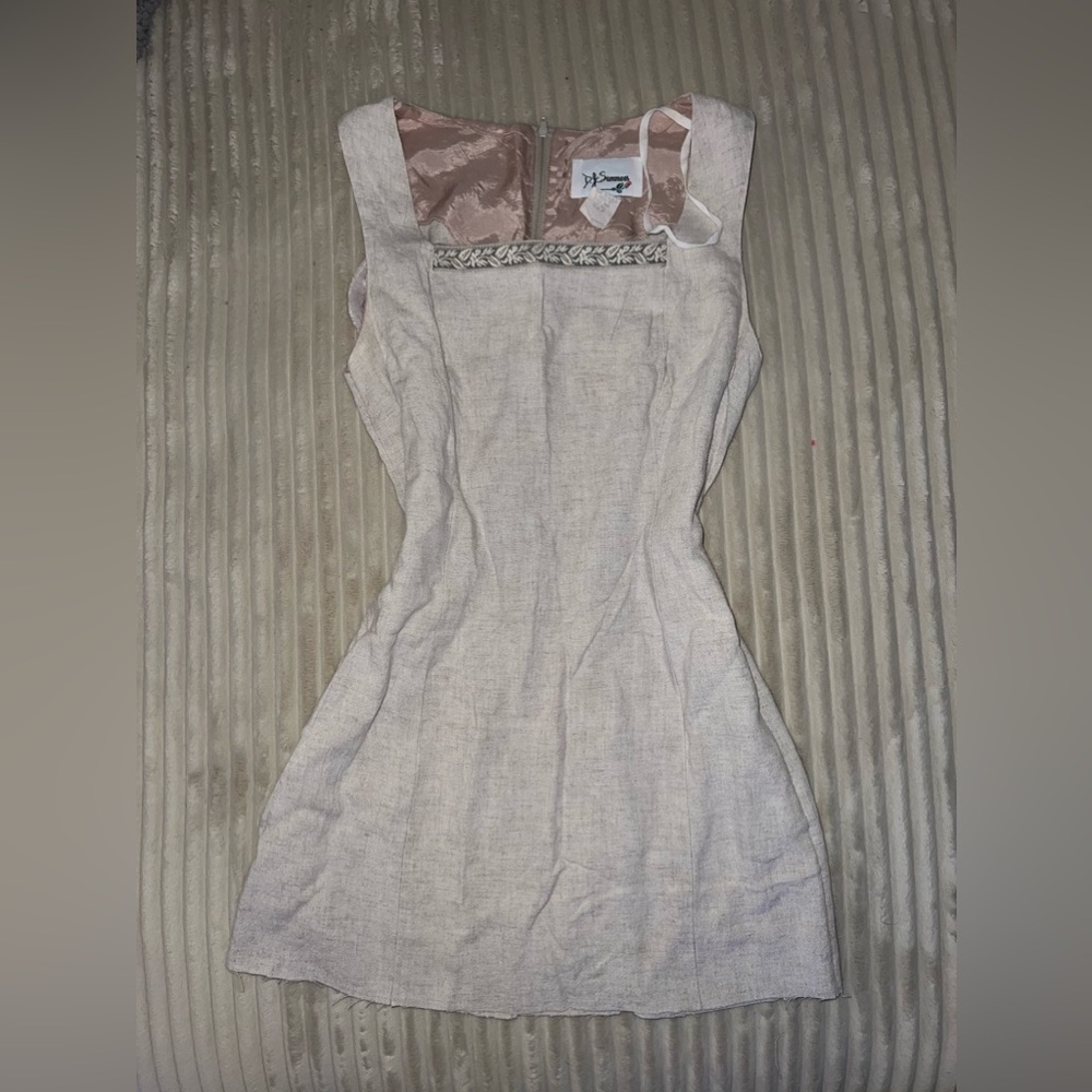 VINTAGE Df Summers Cream linen mini dress